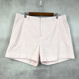 Banana Republic Womens Shorts Size 14 Pink Eyelet Cottagecore‎ Preppy Coastal